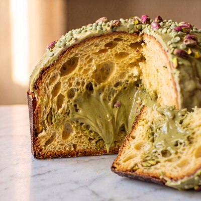 Panettone al pistacchio di Sicilia 1,2 KG - Farcito con crema al pistacchio di Sicilia